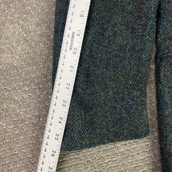 Harris Tweed Herringbone Blazer Sport Coat Men's 46 TALL Turquoise Blue Wool 46L - Picture 13 of 15